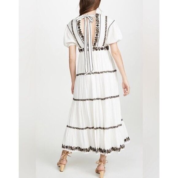 Ulla Johnson Handmade Boho White Beaded Maxi Dress Small - Picture 4 of 16